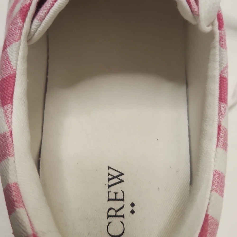 J.CREW Women's Pink and White Gingham Lace-Up 